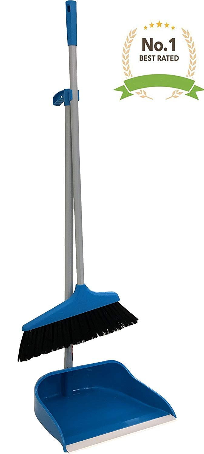 Blue Sweeping Broom Indoor with Matching Dustpan and Brush Sets Household Cleaning Essentials Perfect Kitchen Floor Brush with Dust Pan and Brush Set 