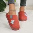thumbnail image 2 of Memory Foam House Slippers for Women Butterfly Embroidery Cozy Warm Home Indoor Casual Slip on Shoes Watermelon Red 8.5, 2 of 6