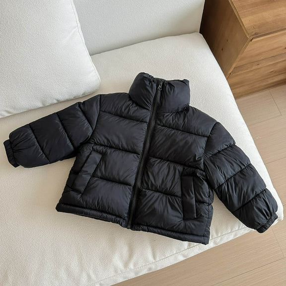 Gamivast Kids Jackets Girls Size 2-12 Padded Casual Stand Collar Zip Up Winter Quilted Coats for Children Loose Long Cuffed Sleeve Warm Comfy Jacket with Pockets Girls Warm Winter Coat
