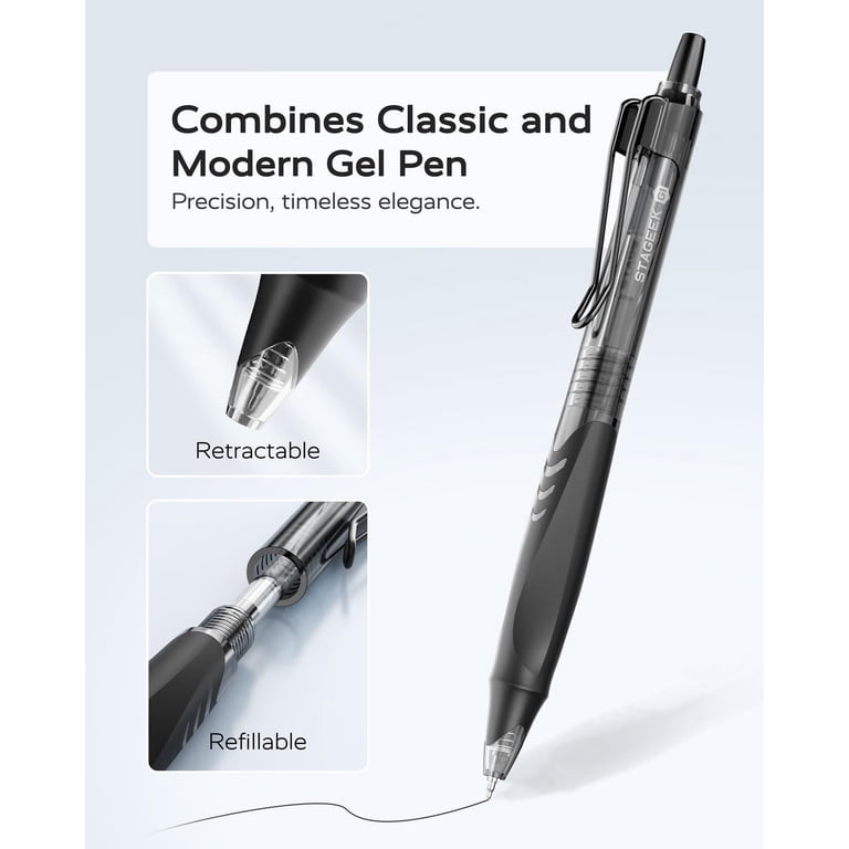 STAGEEK Gel Pens, Fine Point 0.5mm, Black Ink, 12-Pack photo 3