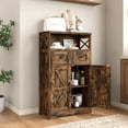 thumbnail image 4 of Set of 2 Farmhouse Storage Cabinet with Drawers and Shelves, Kitchen Pantry Storage Cabinet, Floor Hutch Cupboard for Dining Living Room Home Office, Rustic Brown, 4 of 15