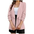 thumbnail image 2 of Patlollav Fall Winter Womens Jackets,Ladies Solid Color 7/4 Cuff Fold Buckle Free Suit Coats, 2 of 6