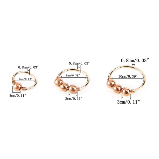 3 unids/set de anillo de nariz de Color dorado con cuentas redondas Retro a la moda para mujer, aro para la nariz, Piercing para el cuerpo, joyería #382789 Tan Jianjun unisex