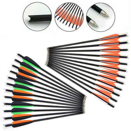 20in Crossbow Bolts 12Pcs Carbon Crossbow Arrow Stainless Steel Screw-in Arrowhead/Tip Green-orange