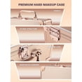 thumbnail image 3 of OMIRO Makeup Box with Lighted Mirror, Waterproof Travel Train Case, Cosmetic Organizer with Adjustable Dividers, Makeup Case with A Magnetic LED Mirror (Rose Gold), 3 of 5