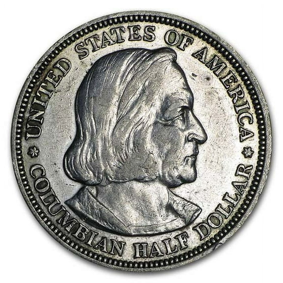 U.S. Mint 1892-1893 Columbian Expo Silver Half Dollar Coin, Low Grade, Cleaned, 0.3617 oz Silver