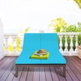 thumbnail image 3 of Topbuy Chaise Longue Inclinable de Patio en Rotin pour 2 Personnes avec Roues et Coussin Turquoise, 3 of 7