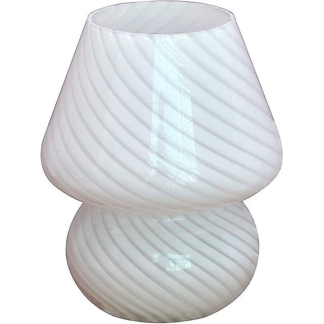 Lámpara de cabecera de seta de vidrio, lámpara de mesa translúcida Lámparas de estar de cabecera de vidrio a rayas modernas Luz de remolino de escritorio, para decoración del hogar (hy)