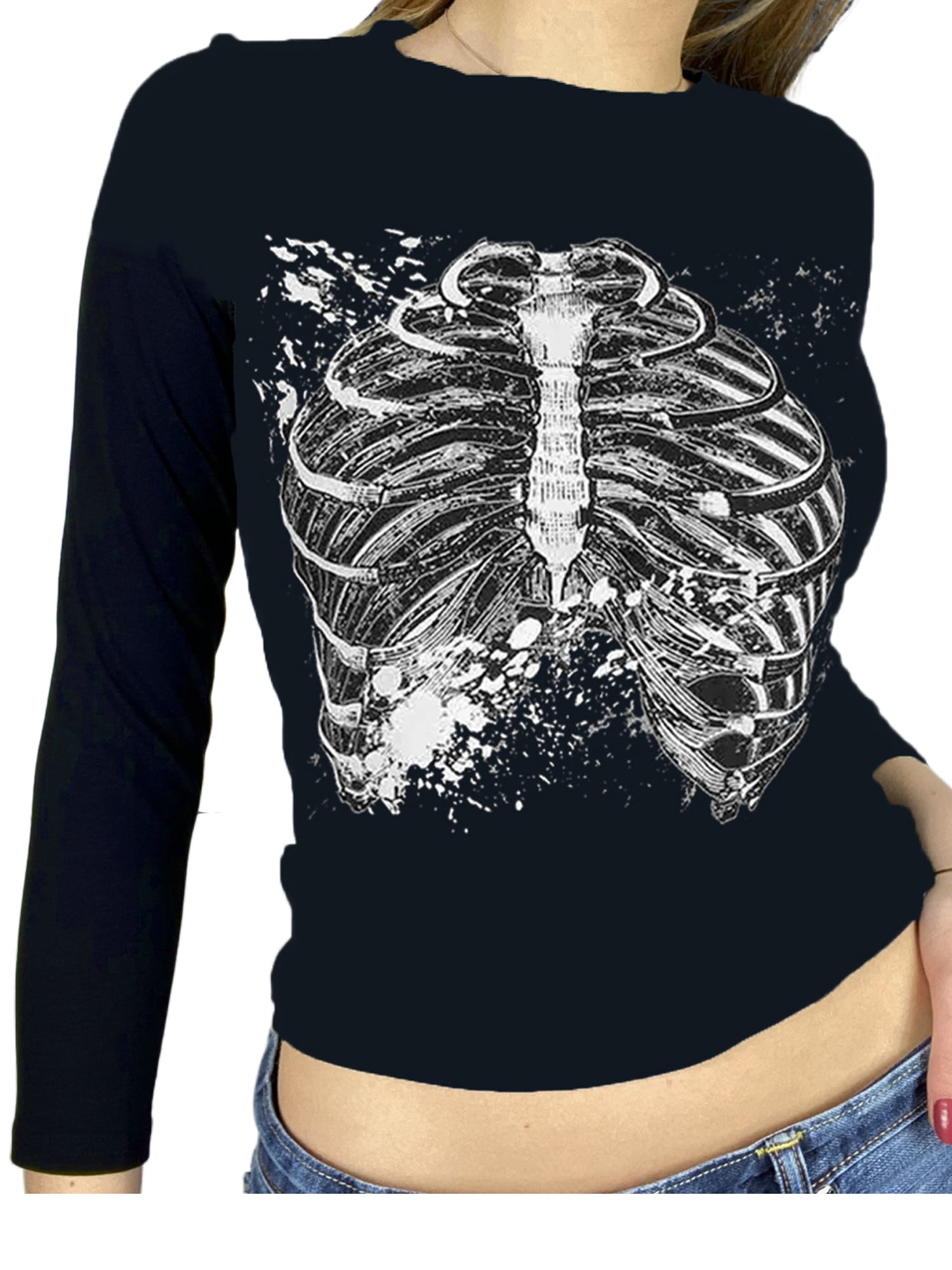 skeleton long sleeve shirt women's