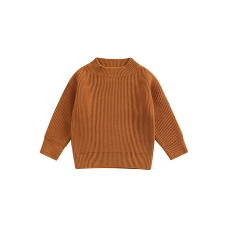 

Farrubbyine8 Infant Little Baby Girl Crewneck Knit Winter Sweater Boy Long Sleeve Plain Pullover Sweatshirt