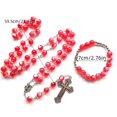 thumbnail image 3 of Catholic Rosary Necklace Cross Pendant Bracelet Christian Red Acrylic Beads Long Chain for Women Girl Jewelry Religious, 3 of 4