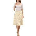 thumbnail image 2 of Unique Bargains Women's Floral Chiffon Elastic Waist Layer Ruffle Hem Midi Skirt Yellow S, 2 of 7