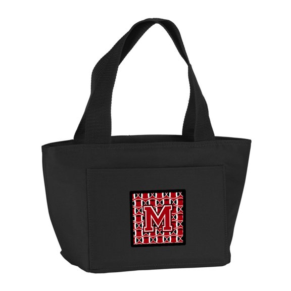 Letter M Football Red Black and White Lunch Bag