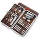 thumbnail image 3 of Juego de manicura, cortaúñas, kit de pedicura, 18 piezas, kit de manicura de acero inoxidable, kits de aseo profesional, herramientas para el cuidado de las uñas con lujoso estuche de viaje brillar Electrónica, 3 of 5