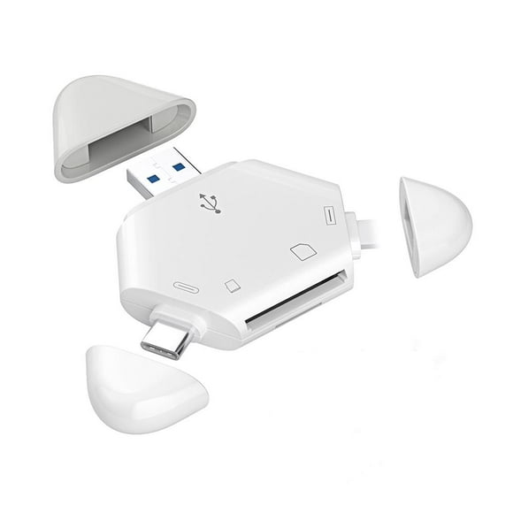 3-in-1 Memory Card Reader for iPhone, USB C and USB A Devices Support SD/TF