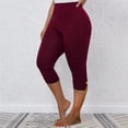 thumbnail image 3 of FNFYFH Liquidation Pantalons Capris de Yoga pour Femmes Sans Remonter, Bordeaux, 3 of 10