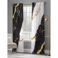 thumbnail image 4 of Black Marble Sheer Curtains 96 Inch Length 2 Panels Set, Luxury Gold White Abstract Cracks Artwork Voile Window Treatment Semi Sheer Long Curtains Drapes for Bedroom/Living Room/Kitchen 52"x96"x2, 4 of 7