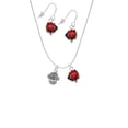 thumbnail image 2 of Delight Jewelry Silvertone Center Spacer Spinner Red Lucky Ladybug Necklace and Dangle Earrings Set, 2 of 6