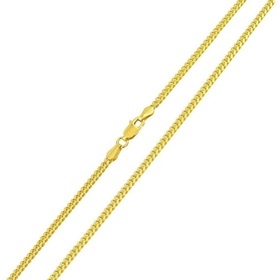 14K Yellow Gold 1mm Miami Cuban Chain, FREE Microfiber Cloth, Solid Gourmette Curb Link Mens Womens Necklace, Giorgio Bergamo
