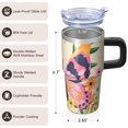 thumbnail image 3 of Butterfly 20oz Stainless Steel Tumbler with Handle and Straw – Insulated Travel Cup with Sliding Lid, 360° Full Wrap Printed Mug for Home, Outdoor & Sports Use, Spring, 3 of 6