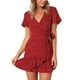 thumbnail image 1 of Vestido estampado de manga corta de verano para mujer Vestidos cortos casuales con cuello en V Ormromra WRQX-284-3, 1 of 4