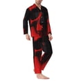 thumbnail image 2 of Fuzoiu Minimalist Skull Red Print Men's Long-Sleeved Pajama,Lounge Button Down Nightwear,Mens Notch Collar Pajama Set -XX-Large, 2 of 7