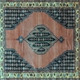 thumbnail image 1 of Ahgly Company Indoor Square Medallion Light Blue Traditional Area Rugs, 3' Square, 1 of 4