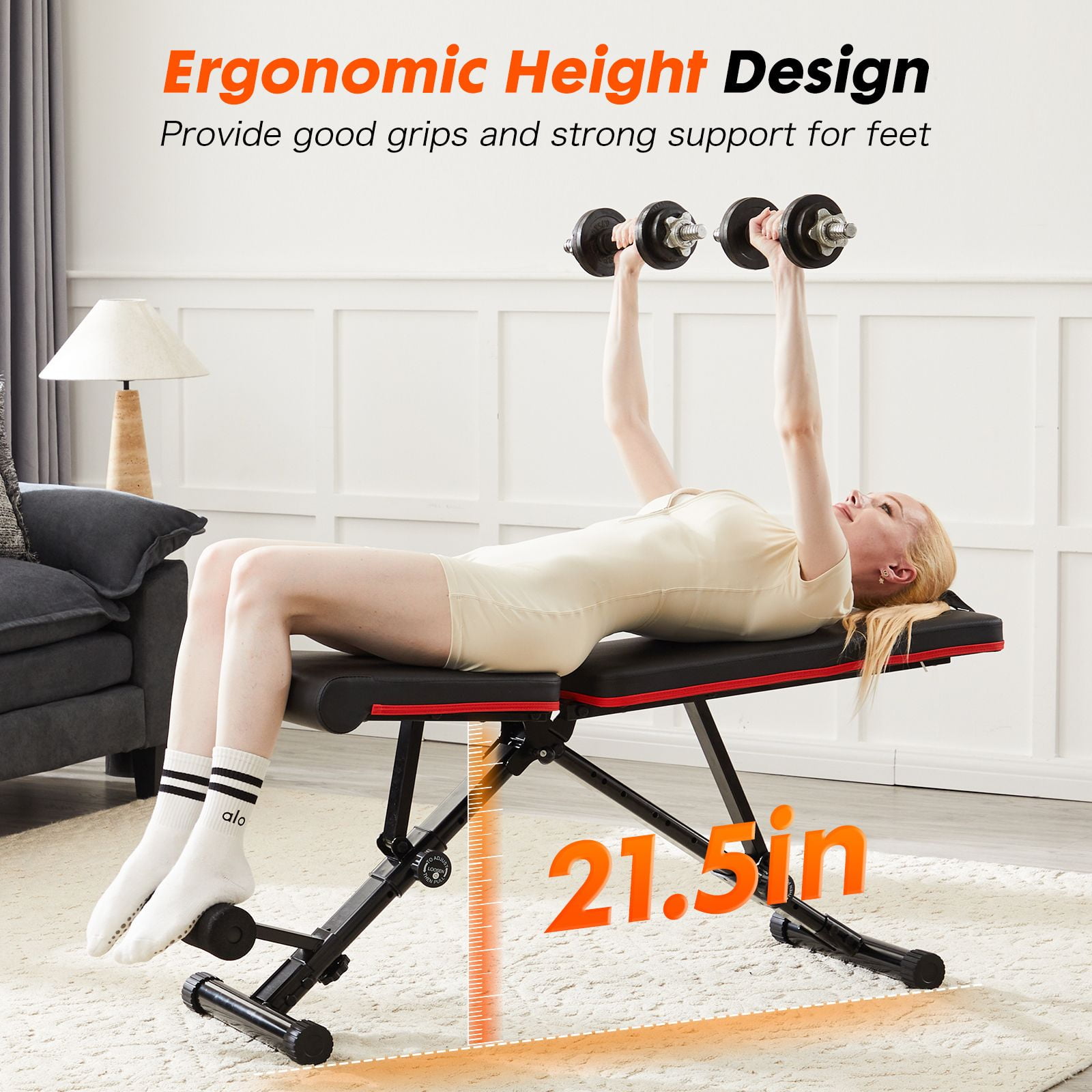 ZHICHUN Adjustable Foldable Weight Bench 72 Multi-Position Workout Bench Press with 795LBS Capacity