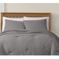 thumbnail image 3 of TRULY SOFT Crinkle Garment Wash Grey King 3 Piece Comforter Set, Solid Color Themed, Oeko-TEX Certified Confidence, 3 of 8