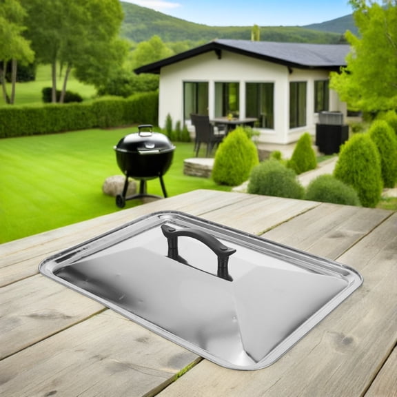 Minkissy Lids For Catering Pans Rectangular Stainless Steel Cover Steam Retention For Home Cooking 1Set