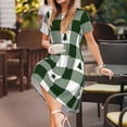 thumbnail image 3 of Disketp Green White Lumberjack Plaid para Vestido de Manga Corta para Mujeres, Vestidos de Verano para Mujeres, Casual y Holgado para la Playa, 3 of 6