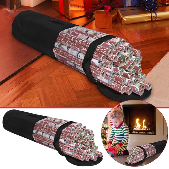 Christmas Decorations Home Textile Storage Christmas Wrapping Paper Storage Bag Container Fits 14-20 Gift Wrap Roll The Storage