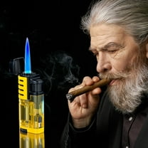 Outdoor Windproof Torch Lighter, Three Jets Flame Cigars Lighter, Camping Hiking Lighter, Refillable, Adjustable Flame Control, Sturdy Heavy Duty, Multipurpose