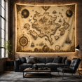 thumbnail image 6 of Fantasy Map with Ships & Sea Creature on Parchment, Adventurous Vintage for History Lovers, Nautical Cartography Artwork, Birthday Gift, Tapestry Wall Hanging for Living Room and Study Room, 6 of 7