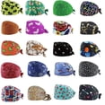 thumbnail image 2 of Cute Cartoon Print Scrubs Hat Nurse Hat Medical Surgical Cap Hospital Surgeon Dentist Work Hat Beauty Salon Chef Dustproof Caps Z-039 Adjustable, 2 of 6