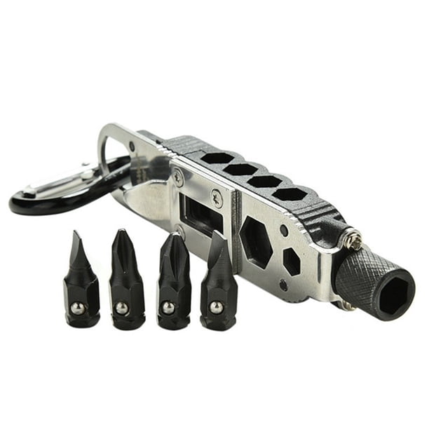 Llavero Multifuncional EDC ANGGREK con Destornillador de Acero Inoxidable Abrebotellas Linterna LED y Mosquetón