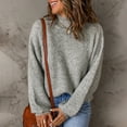 thumbnail image 5 of Autumn and Winter Women's Casual Turtleneck Pullover Blouse Knitting Long Sleeve Solid Tops Sweaters On Seasonal Gray 10(XL), 5 of 8