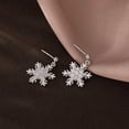 thumbnail image 4 of Solid 925 Sterling Silver Sparkling CZ Snowflake Studs Earrings for Women Teens Snowflake Earrings Studs, 4 of 7
