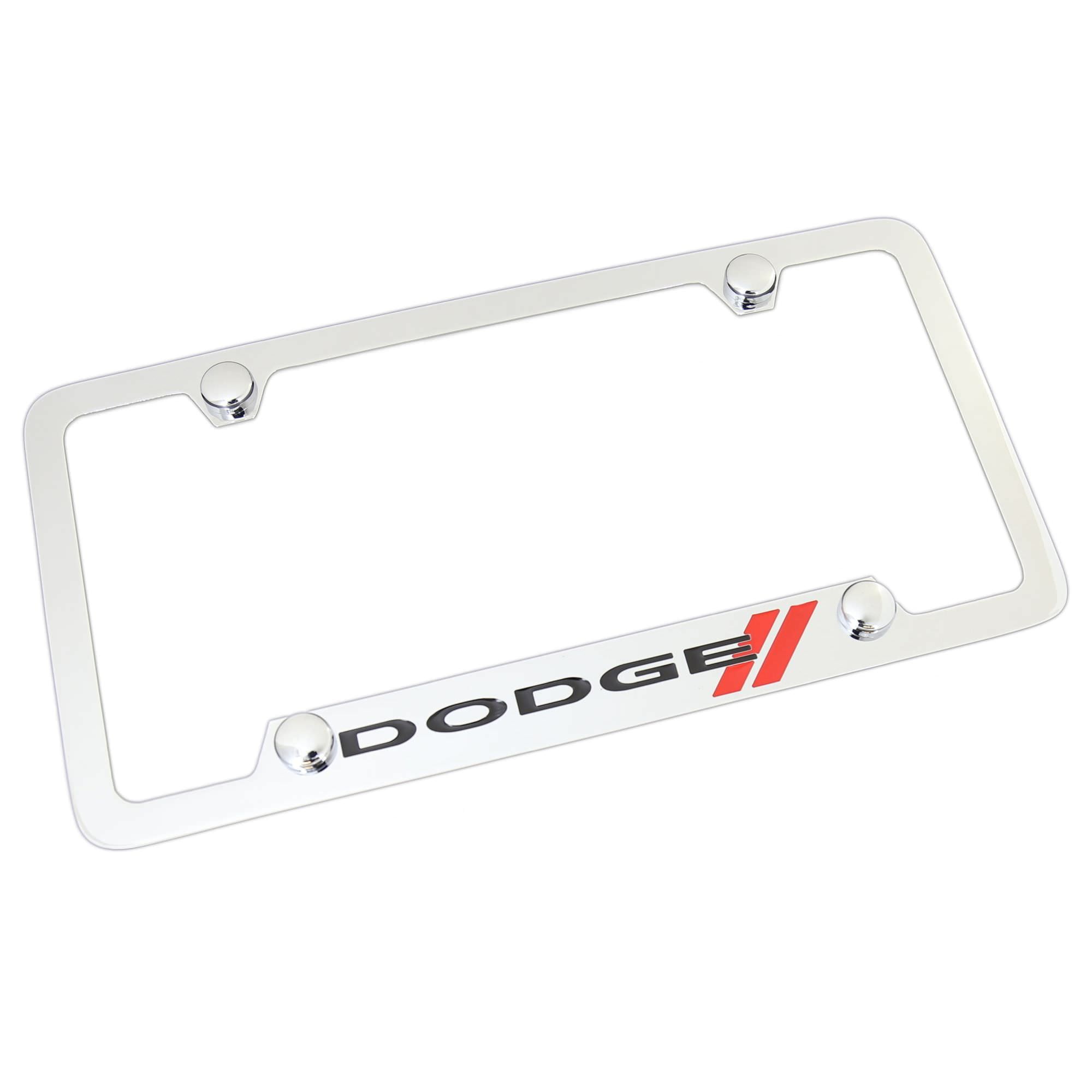 Dodge Stripe Logo Metal License Plate Frame (Chrome)