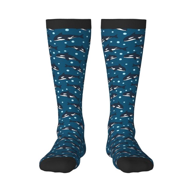 Fotbe Cute Shark Calcetas Divertidas Estampadas para Hombre y Mujer, Calcetas de Algodón hasta la Rodilla para Caminar, Correr, Enfermería y Embarazo