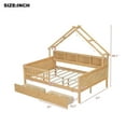 thumbnail image 3 of Wood Full Size House Platform Beds with LED, Storage Shelves, Drawers and Guardrail, Natural, 3 of 10