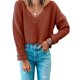 thumbnail image 5 of Top De Punto Suelto Para Mujer Top De Punto Corto Para Mujer Prendas De Punto Con Cuello En V Manga Larga Color Puro Respetuoso Con La Piel Respirable Corto Jersey De Punto Suelto ACTIVE Cocina, Decoración y Otros, 5 of 5