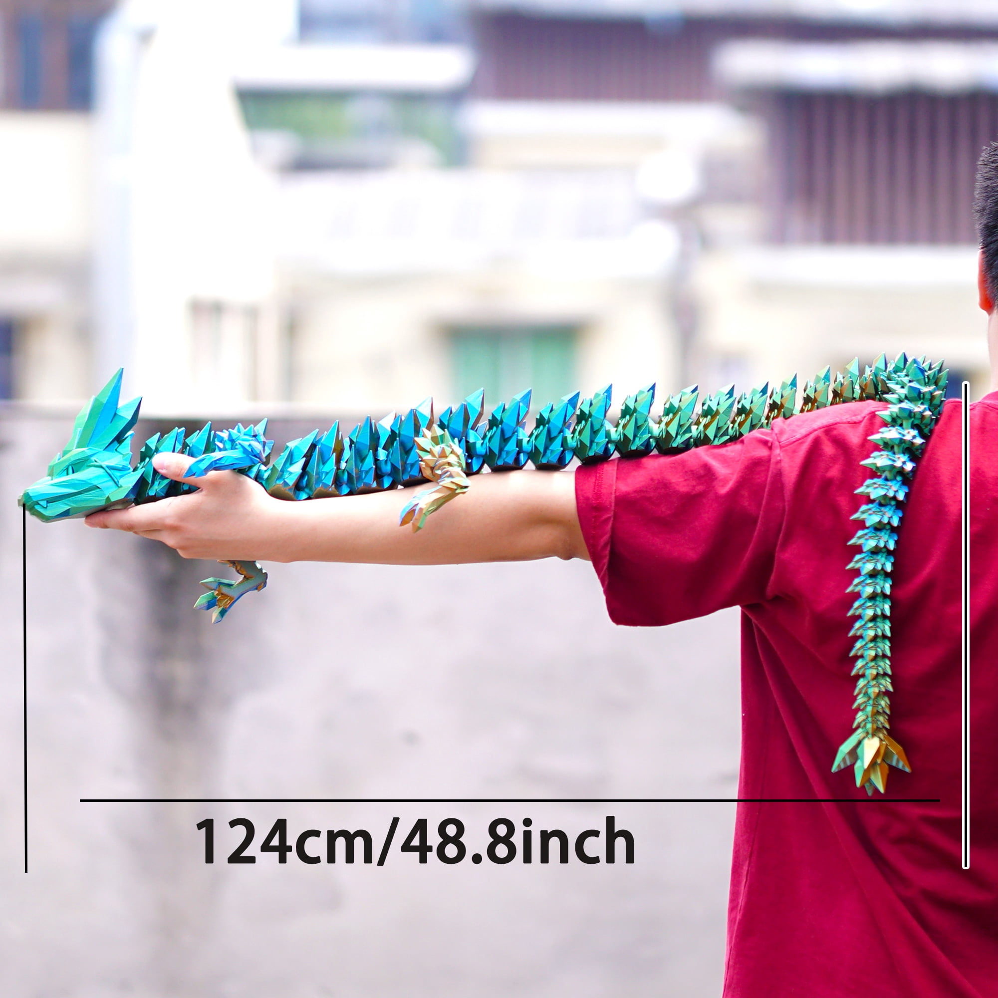 48.82inch 3D Printed Crystal Dragon,Flexible Joint Animal lacertid Figurines,Realistic Eyes, Home Office Decor,Fidget Toy for Adults Teens Boy Festival Gifts