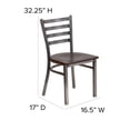 thumbnail image 4 of Flash Furniture HERCULES Series Silver Antique Finish with Clear Coat Ladder Back Metal Restaurant Chair - Walnut Wood Seat, 4 of 11