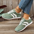 thumbnail image 2 of EKVAHL Women's Retro Low-Top Suede Sneakers, Lace-Up Casual Color Block Shoes, Breathable Rubber Sole Non-Slip Mesh Walking Trainers Green, 2 of 6