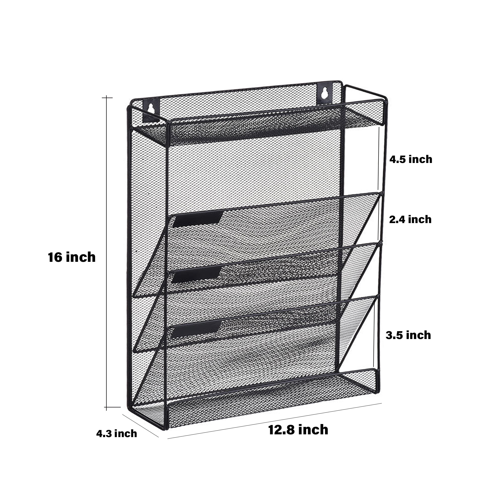 Junjian 5-Tier Black Hanging File Organizer, Wall File Organizer, Office Organizer Holder Rack, Wall Organizer for Office, Folder , Home, Class Room
