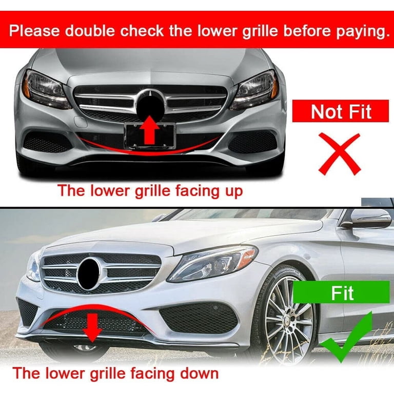 Voorbumper Air Vent Cover Mesh Grill Frame Compatibel for Mercedes-Benz C Klasse W205 C180 C200 Normale Bumper 2015-2019 Koolstofvezel (Color : Carbon Fiber look