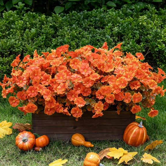 Artificial Flowers for Outdoor 12 Bundles Eucalyptus Fake Flowers for Planter,Fake Morning Glory for Home/Porch/Garden Decoration