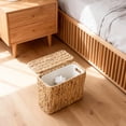 thumbnail image 4 of Yucurem 1 Pack Wicker Waste Basket with Lid & Removable Liner, 2.5 Gallon Boho Natural Water Hyacinth Wicker Trash Can for Home Bedroom Living Room Office Kitchen, 4 of 10