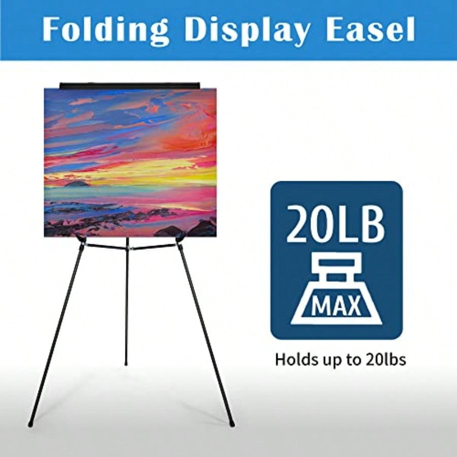 Aluminum Flip Chart Display Easel Stand with Adjustable Floor for Boardroom Whiteboard Paper Pads Signage 63 1/2'' High Black